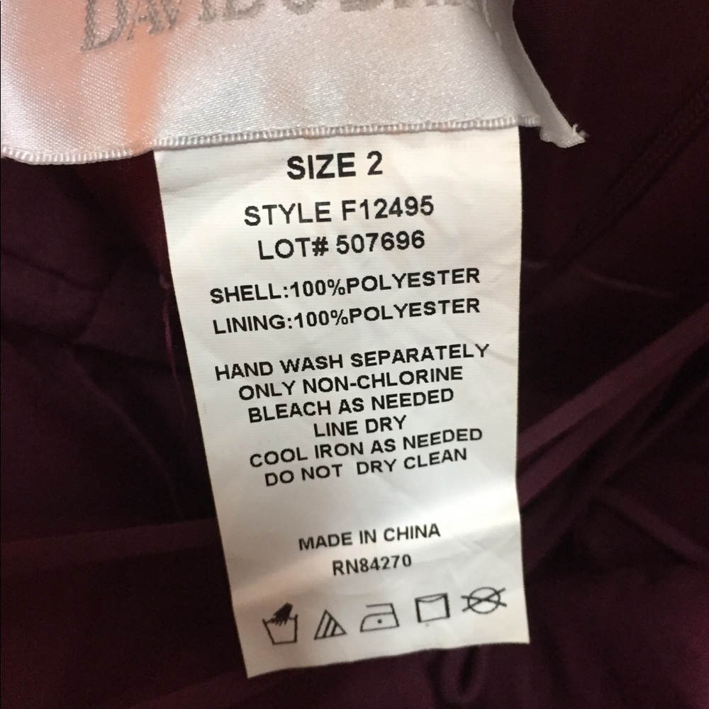 David's Bridal Bridesmaid Gown. Size 2 and Size 4 - Picture 4 of 5